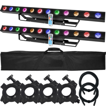 (2) ColorKey CKU-3050 StageBar HEX 12 with Carry Bags Package