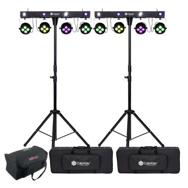 (2) ColorKey CKU-3060 PartyBar Mobile 150 & Transport Bag Package