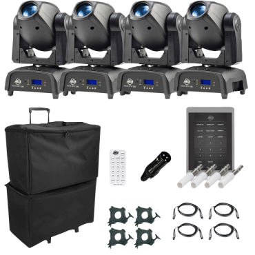 (4) American DJ Focus Spot One High Powered 35W LED Moving Heads with Motorized Focus Package