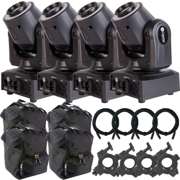 (4) ColorKey CKU01-5036 Mover Halo Spot Compact Moving Head Package