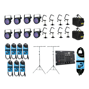 8x Chauvet SlimPAR 38 + Bags + Clamps + DMX Controller + Cables