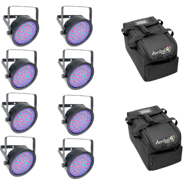 Chauvet EZpar 64 RGBA (x8) with Arriba Cases