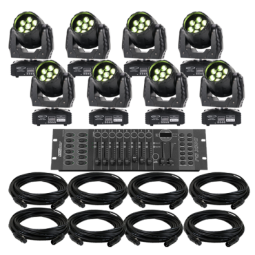 Eliminator Stealth Wash LED Moving Head 8-Pack Lighting System 