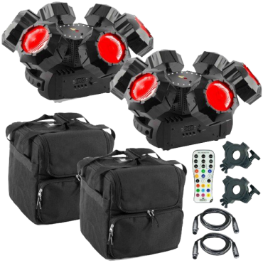 (2) Chauvet DJ Helicopter Q6 Rotating Multi-Effect Lights with Remote and Cases Package
