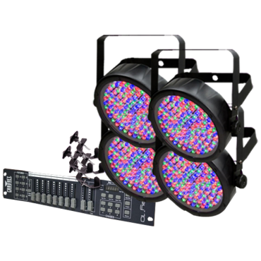 Chauvet Slim 64 Obey 10 Four Pack LED Par Can System with Controller and Clamps