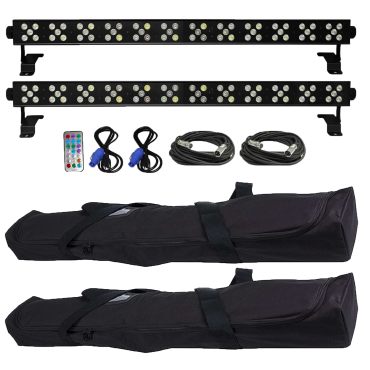 XStatic X-BAR60RGBWA-B IRC Dazzler RGBWA LED Uplights with Carry Cases Duo Package