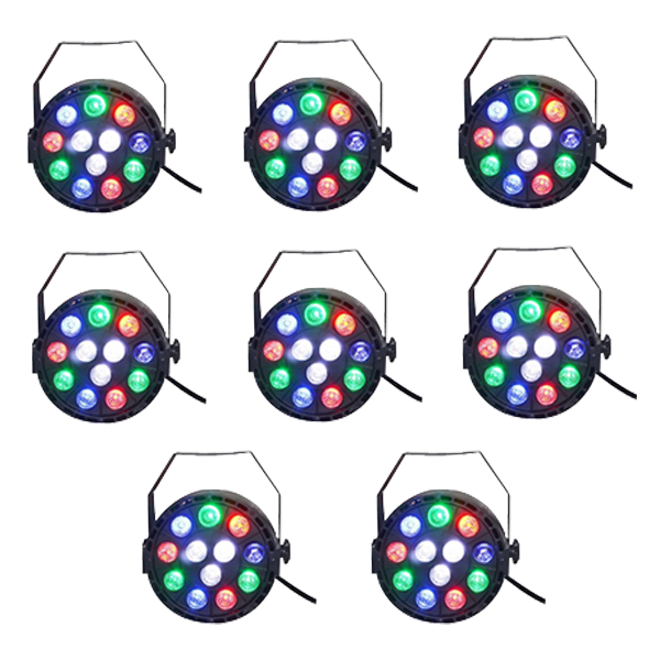 Eliminator Mini Par RGBW LED 8pc Pack | Light Packs| PARCAN Packs