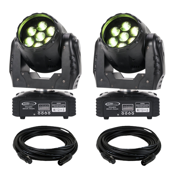 Eliminator Stealth Wash Zoom LED Moving Head 2-Pack with Cables