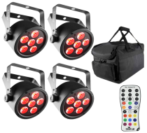 (4) Chauvet DJ EZpar T6 USB Battery-Operated Tri-Color RGB LED Wash Lights Package