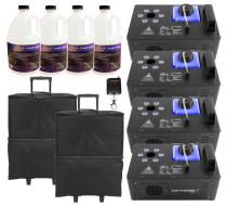 (4) Chauvet DJ Geyser T6 Vertical Fog Machines with Fog Fluid and Carry Cases Package