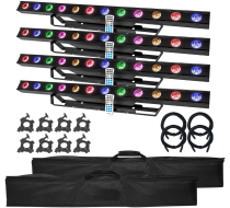 (4) ColorKey CKU-3050 StageBar HEX 12 with Carry Bags Package