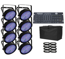 (8) Chauvet DJ SlimPAR 64 RGBA & ADJ RGBW4C Package