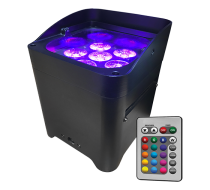 EZ Up-Light Hex-6 - LED Battery Powered Wireless - Control by Smart Phone App, Wireless Remote, DMX, Audio, Auto Black Case