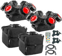 (2) Chauvet DJ Helicopter Q6 Rotating Multi-Effect Lights with Remote and Cases Package