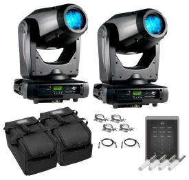(2) American DJ Focus Spot Three Z 100W LED Moving Head Spots with Motorized Focus & Airstream IR Transmitters Package