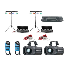 2x CHAUVET DJ 4Bar Tri USB + Obey 40 D-Fi + D-Fi USB + Gobo Projector IR & Cables