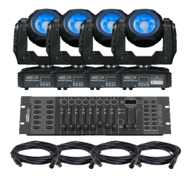 Eliminator Stealth Beam LED Moving Head 4-Pack Lighting System 