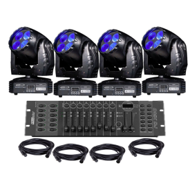 Eliminator Stealth Craze LED Moving Head 4-Pack Lighting System 