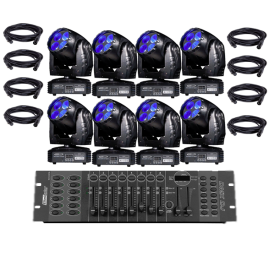 Eliminator Stealth Craze LED Moving Head 8-Pack Lighting System