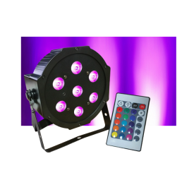 LED FlatPar 7x10 Watt Quad RGBW Par Light w/ Remote Control- Up-Lighting