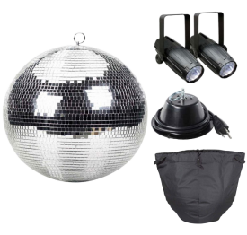 ProX MB-16 16" ABS Core Mirror Ball with Bag & LED Pin Spots Pack