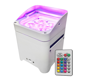 EZ Up-Light Hex-6 - LED Battery Powered Wireless - Control by Smart Phone App, Wireless Remote, DMX, Audio, Auto White Case