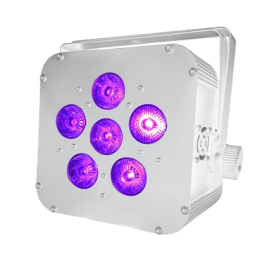 16 Hour LED Battery Powered Wireless DMX - 6x6 watt RGBAW+UV - White Case - LED Up Light - Weddings - Stage Light - Dj Light